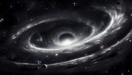 Obraz premium Black Hole concept in deep space galaxy with stars and interstellar planets