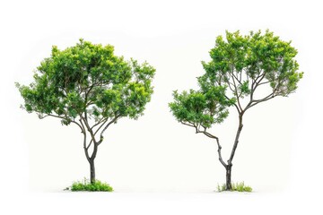 Obraz premium Few lush trees on isolated white background. AI image