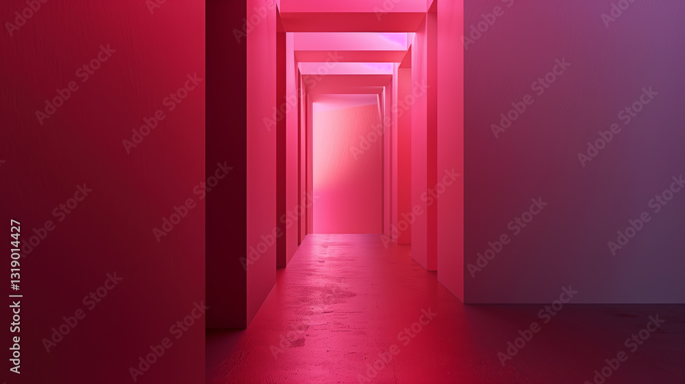 Poster abstract corridor room futuristic design with neon light. abstract room design background illuminate