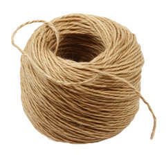 A coil of natural twine, commonly used for crafting, gardening, or packaging purposes.