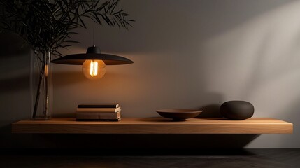 Serene Minimalist Home Interior Shelf Detail.