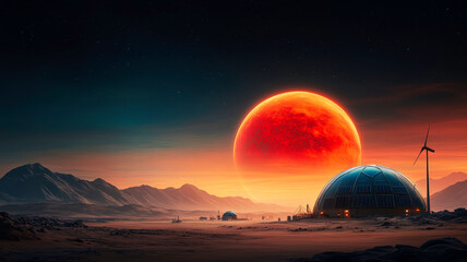 A highly advanced Mars settlement showcasing futuristic living and technology