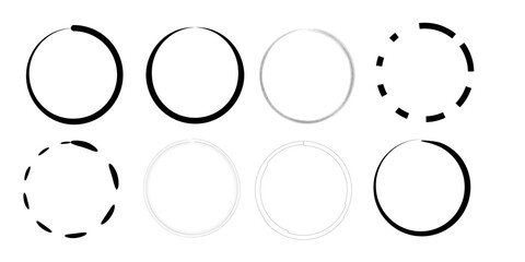 Brush Stroke Circle Icons, Minimalist Abstract Design