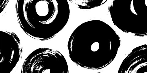 Abstract Black Circle Pattern on White Background