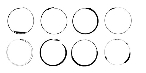 Brush Stroke Circle Icons, Minimalist Abstract Design
