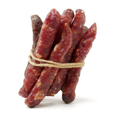 Chinese sausage on white background 