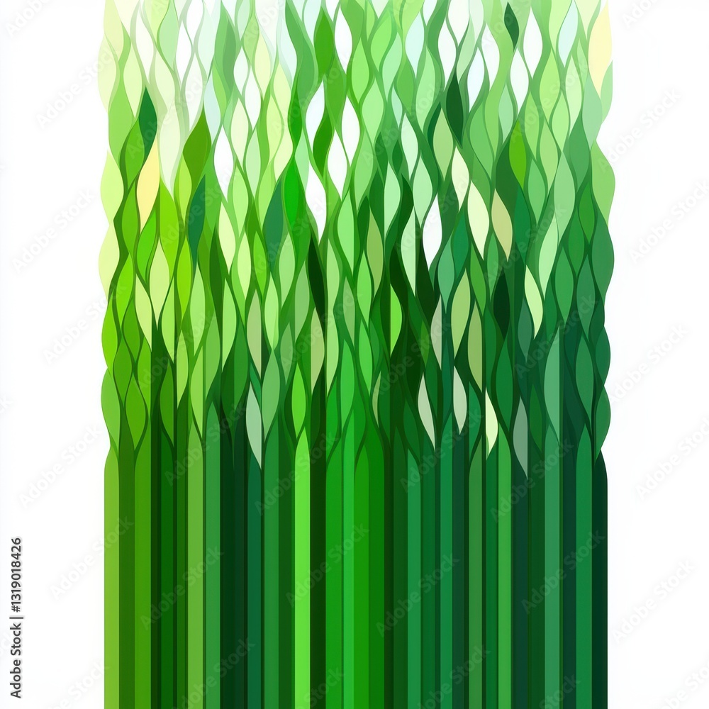 Poster a vibrant, abstract representation of green foliage with elongated shapes creating a sense of depth 