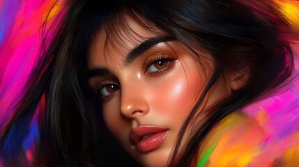 Vibrant Portrait: Woman's Face for Abstract Background.