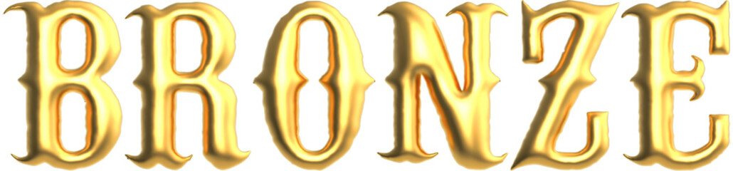 Bronze golden text , 3d rendering