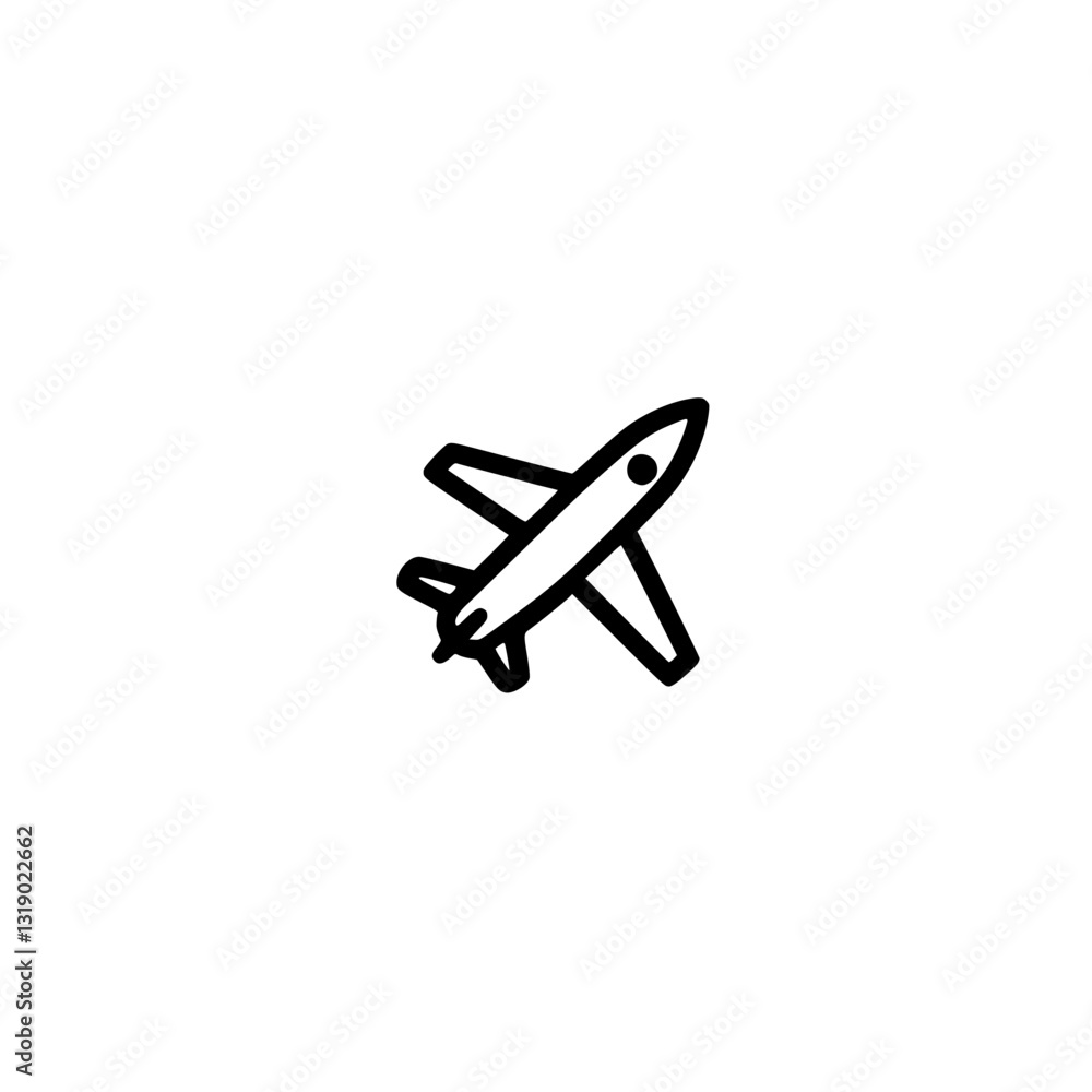 Poster simple and icon of a generic airplane isolated on a transparent background minimalist line art desig