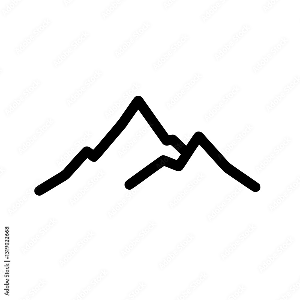 Poster minimalist mountain range icon featuring two peaks rendered in lines against a stark conveying simpl