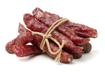 Chinese sausage on white background 