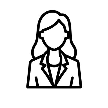 recommend clip art: Professional Woman Icon: A sleek minimalist line drawing of a woman in a business suit Ideal for representing leadership career or professional services