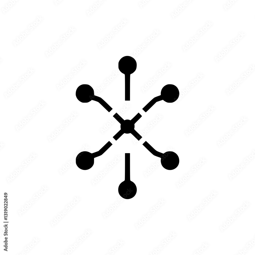 Poster connected network icon with dots and dashed lines on transparent backdrop
