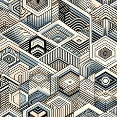 Digital Futuristic Texture Abstract Isometric Shapes and Lines Creating a Modern and Sophisticated Pattern