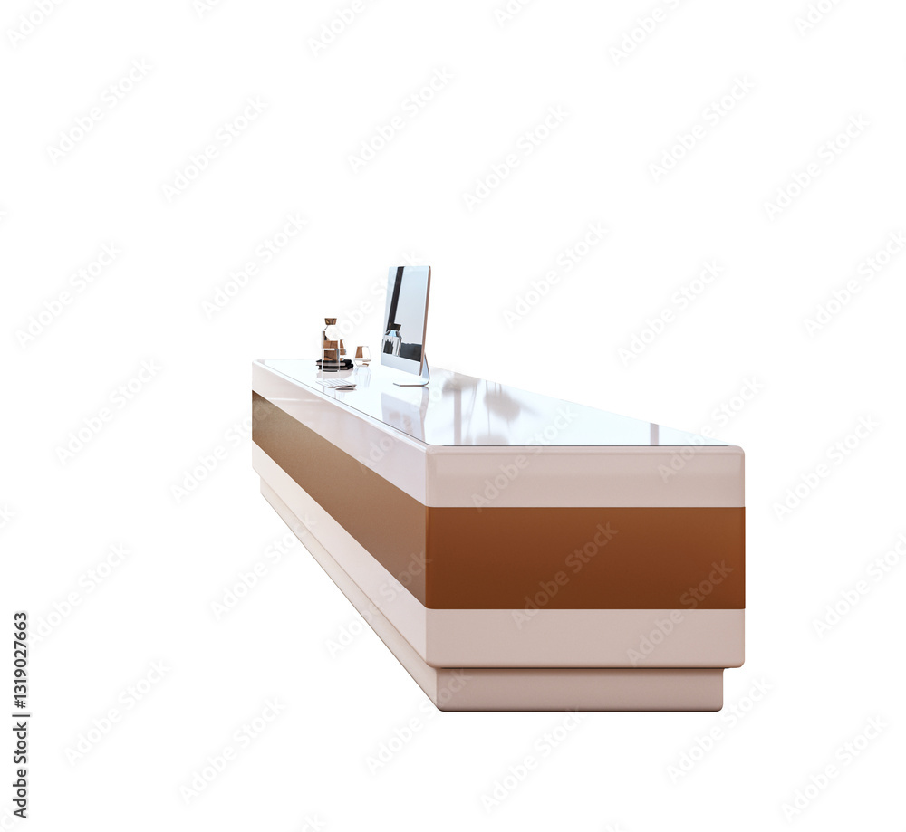 Aufkleber stylish reception desk with white and brown accents, isolated on a white background. sleek and moder