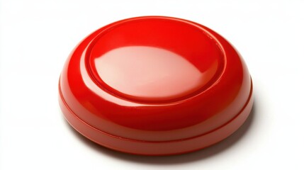 Close up of a Glossy Red Circular Object on White Background
