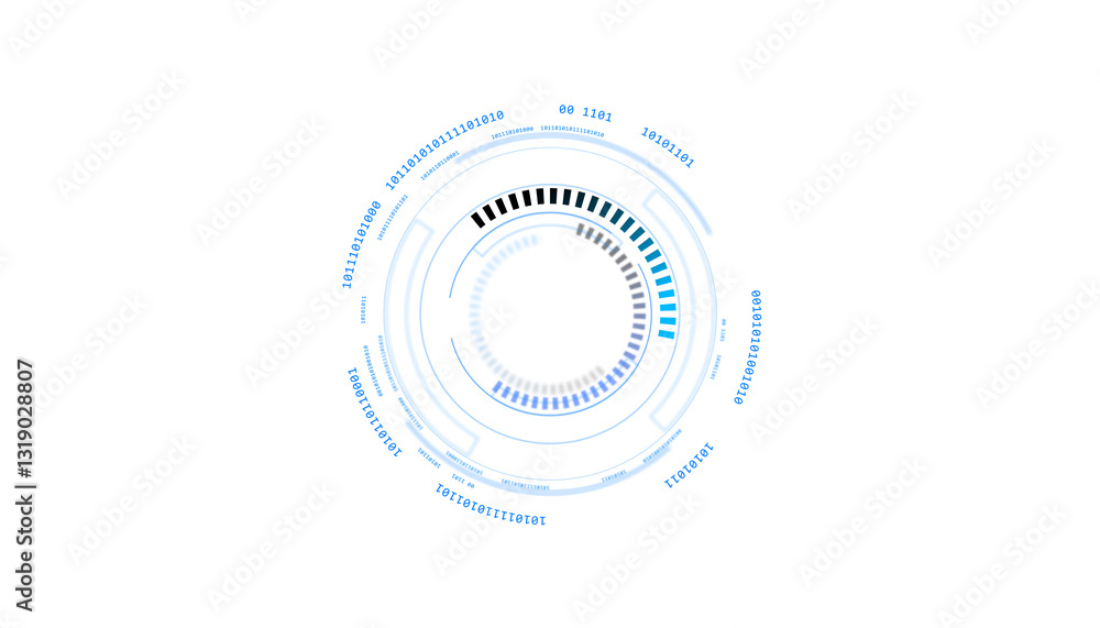 Fototapete isolated futuristic digital hud interface with circular blue and black elements on a white backgroun