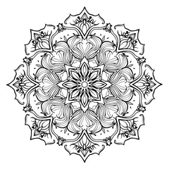 A line art mandala design illustration of a coloring page 