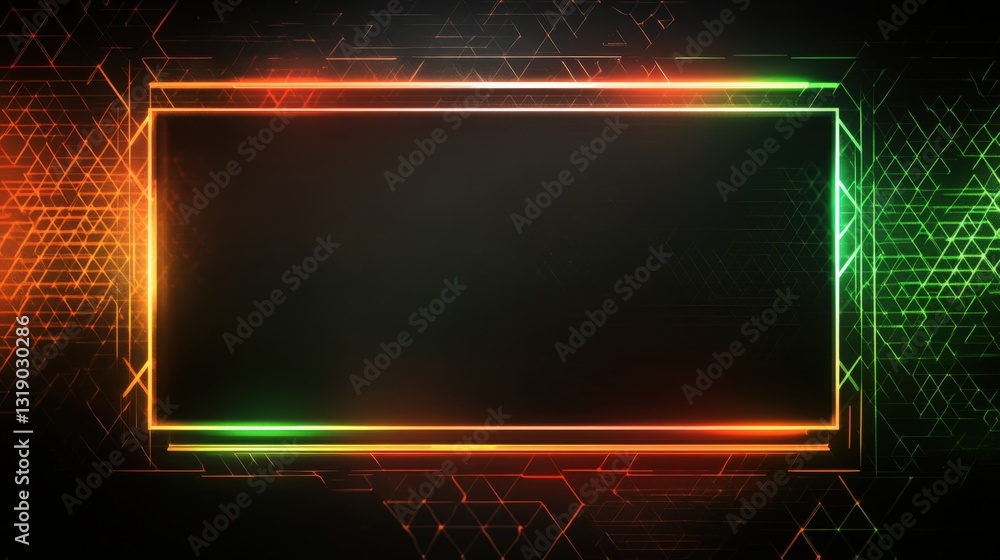 Aufkleber vibrant neon frame background with geometric pattern, symbolizing technology and innovation. ideal f