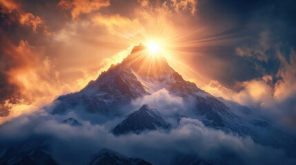 Majestic Mountain Peak Under a Stormy Sky