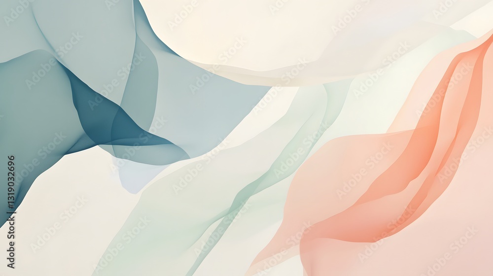 Poster Soothing Pastel Abstract Shapes and Fluid Geometric Patterns for Elegant Design and Calming Aesthetic