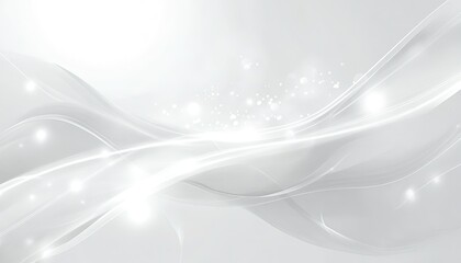 Abstract white background with glowing light waves and empty floor perspective, hyper-realistic 3D rendering of soft blurred lines creating depth. Futuristic wallpaper design for tech presentations, l