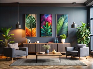 Dark Grey Living Room Banners - Modern Interior Design