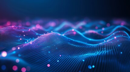 Abstract smart city concept with glowing digital grid
