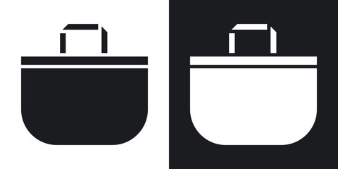 Tote bag icons in solid black and white collection