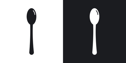Tablespoon icons in solid black and white collection
