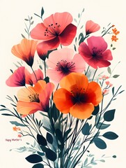 Colorful poppy flowers creating a stunning floral bouquet for mother's day