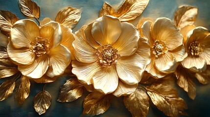Luxury 3D golden floral relief style high resolution hd picture