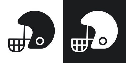 Rugby Helmet icons in solid black and white collection