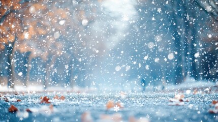 Intense snow storm with blustering winds and heavy snowfall creating whiteout conditions