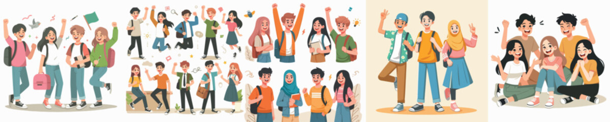 Obraz premium Vector image of cheerful and happy teenager