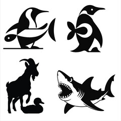 Obraz premium set of black silhouettes of animals