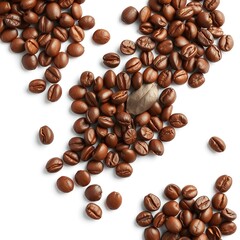 Fototapeta premium High Angle Coffee Beans on Transparent Background