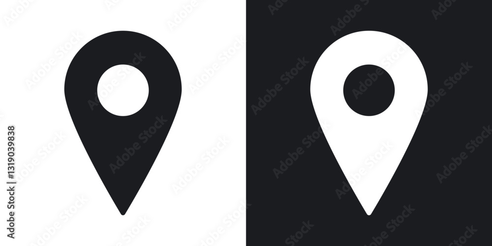 Poster map pointer icons in solid black and white collection