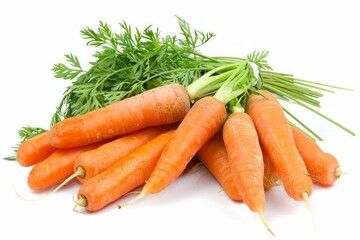 Fresh carrots on white surface. AI generated