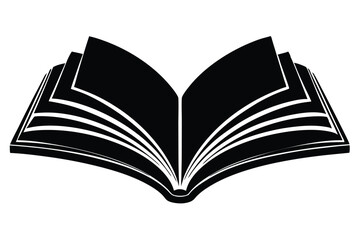 black silhouette open book vector illustration