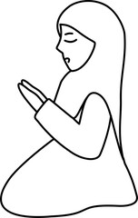 Muslim woman praying outline