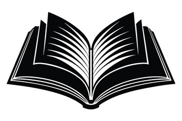 black silhouette open book vector illustration