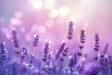 vivid lavender field, emphasizing the beauty of the flowers in full bloom. It captures the natural allure and tranquility of a lavender landscape, with a focus on the vibrant purple tones.