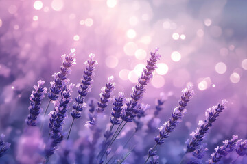 vivid lavender field, emphasizing the beauty of the flowers in full bloom. It captures the natural allure and tranquility of a lavender landscape, with a focus on the vibrant purple tones.