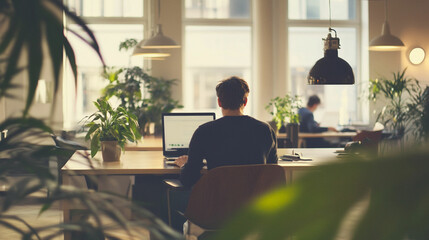 young man sitting in cafe