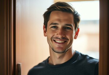 Obraz premium Natural light male portrait in a doorway