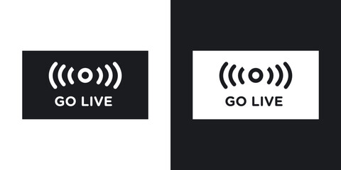 Go live icons in solid black and white collection