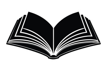 black silhouette open book vector illustration