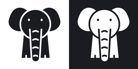 Elephant icons in solid black and white collection